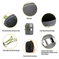 Camping Cookware Mess Kit Mini Stove, Bracket Knife Fork Spoon, Stainless Steel Cup