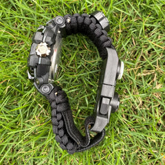 Outdoor Survival watch Night Vision Tactical Survive paracord Alarm Compass Whistle