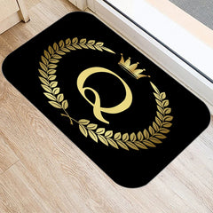 Black Golden Crown Printed Letter 40*60 Kitchen Entrance Door Mat Coral Velvet Carpet