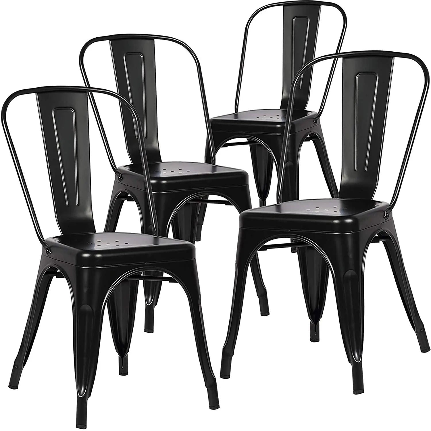 EGOONM Set of 4 Metal Dining Chairs Industrial Style Chairs Stackable Used