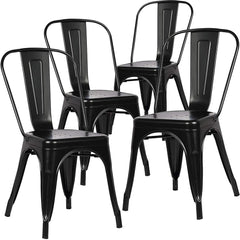 EGOONM Set of 4 Metal Dining Chairs Industrial Style Chairs Stackable Used
