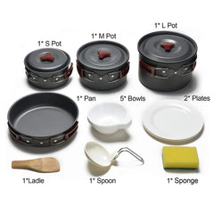 Outdoor Camping Cookware Kit Non Stick Camping Pans Lightweight Cooking Set Pans