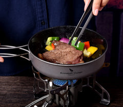 Boundless Voyage Non-stick Frying Pan Titanium Skillet Camping Pan Outdoor Ultralight