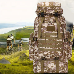 80L Waterproof Molle Camo Tactical Backpack Military Army Hiking Camping Backpack