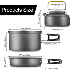Camping Cookware Set Aluminum Nonstick Portable Outdoor Tableware  Kettle Pot
