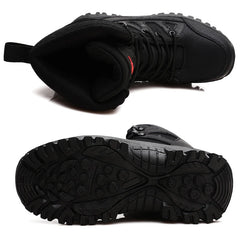 Winter Women High-Top Outdoor Plush Leather Hiking Shoes Trekking Woman Boots