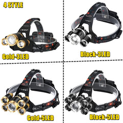 Drop Shipping  Powerful Headlight 5 LED T6 headlamp ZOOM Flashlight Torch Hunting