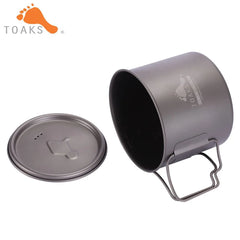 TOAKS Titanium Cup Ultralight Version 0.3mm Outdoor Mug With Lid  Foldable Handle