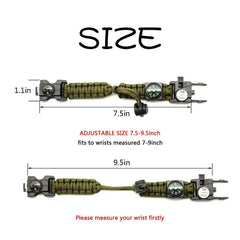 Outdoor Survival Paracord SOS LED Light Emergency Knife Whistle Compass Outdoor