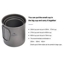 Widesea Camping Mug Titanium Cup Tourist Tableware Picnic Utensils Outdoor Kitchen