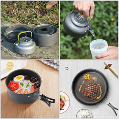 Camping Cookware Set Aluminum Nonstick Portable Outdoor Tableware  Kettle Pot