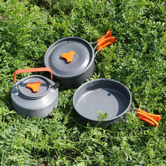 Outdoor Cookware Set DS311 Camping Cooking Set 3 Person Pot Pan 1.1L Kettle