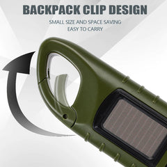 Portable LED Flashlight Hand Crank Dynamo Torch Lantern Professional Solar Power Tent