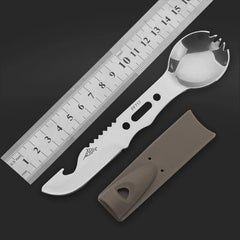 Multifunctional Camping Cookware Spoon Fork Bottle Opener Portable Tool Safety
