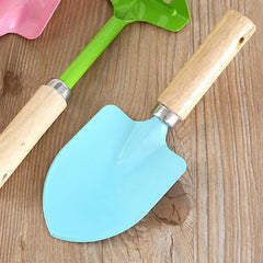 3Pcs Kids Candy Color Garden Tools Mini Metal Trowel with Wooden Handle Gardening