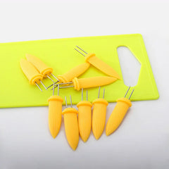 10PCS/set Fruit Forks Kitchen Gadgets Stainless Steel  Corn Holders Fork  Camping