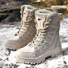 Winter Women High-Top Outdoor Plush Leather Hiking Shoes Trekking Woman Boots