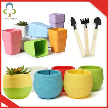 8/13pcs Flower Pots Square Round Planters Pot Trays Creative Plastic Small Pots Succulent