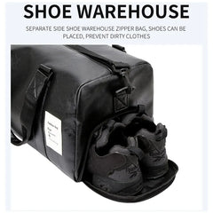 Men Leather Fitness Sport Travel Gym Bags Independent Shoe Warehouse Waterproof