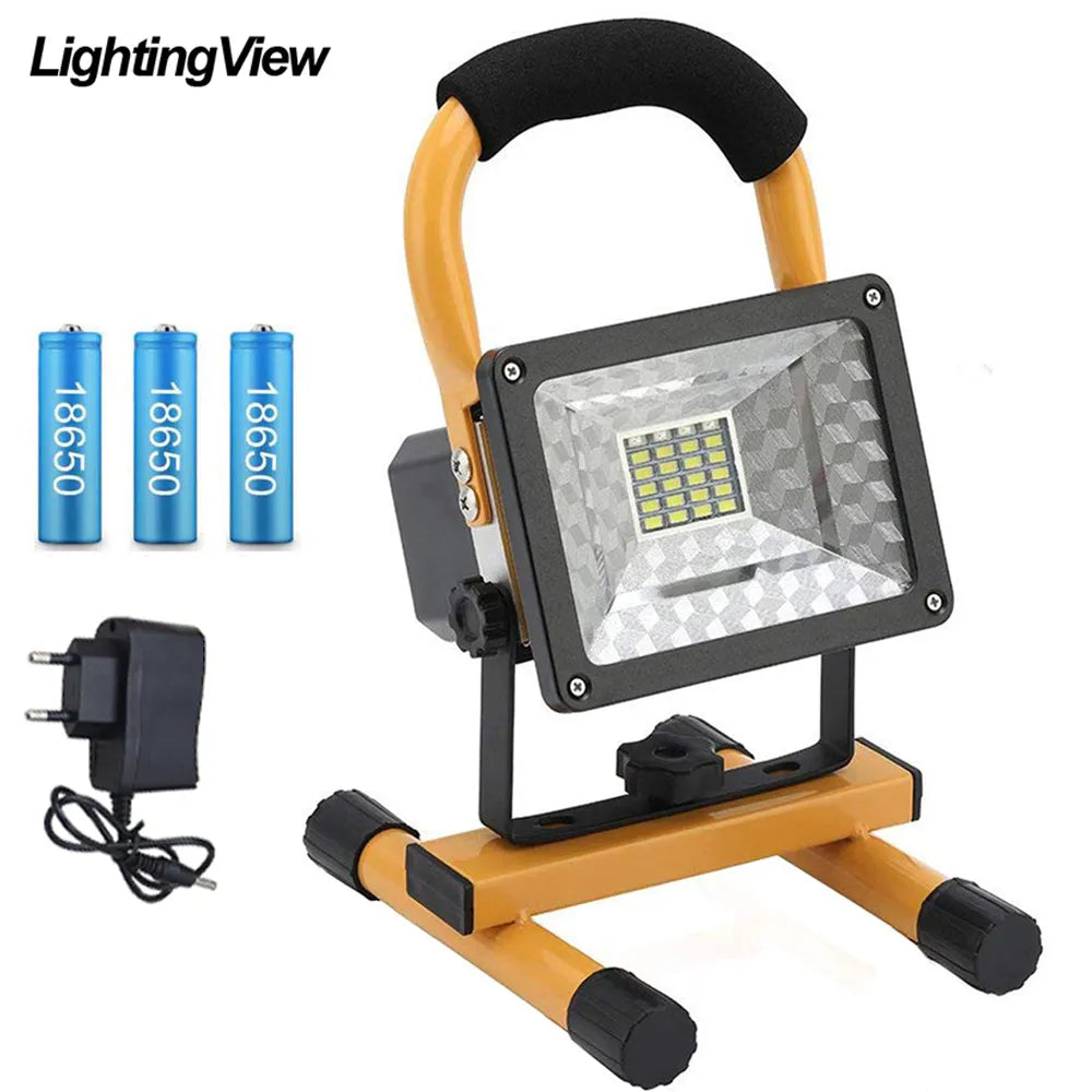 Floodlight Rechargeable COB LED Flood Light 30W Handheld Spotlight Searchlight Outdoor