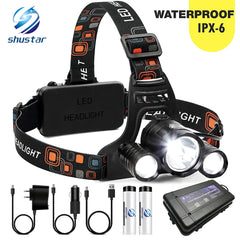 Super Bright 3 Lights LED Headlamp Waterproof Headlight Fishing Lamp 4 Lighting Modes