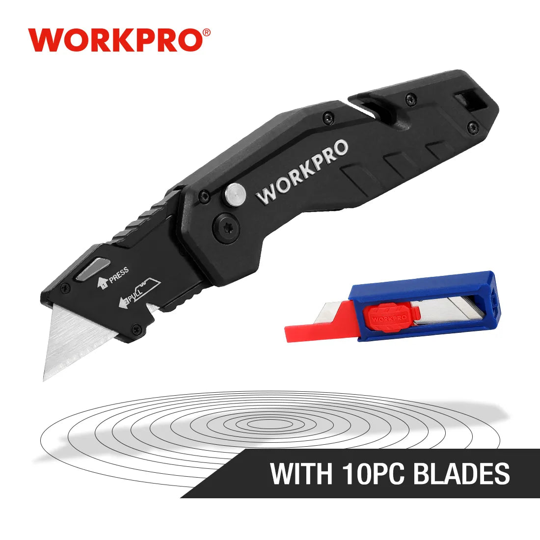 WORKPRO Folding Utility Knife Quick Change Blade Folding Knife Outdoor Camping Tool