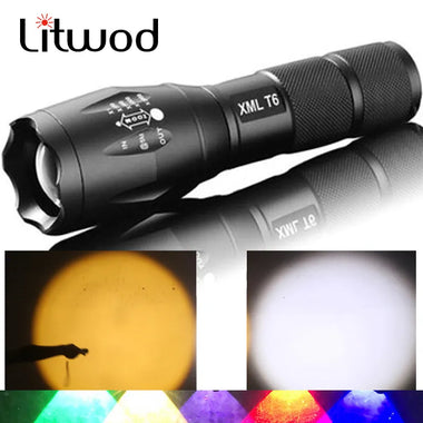 LED tactical flashlight torch 8000 Lumens XM-L2 U3 Zoomable self defense portable