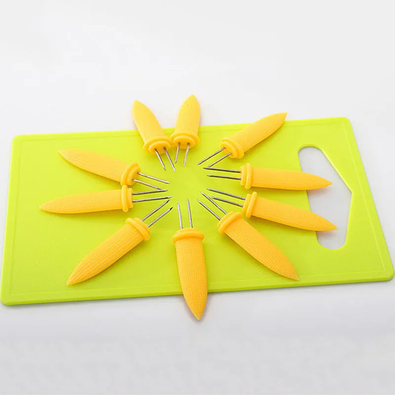 10PCS/set Fruit Forks Kitchen Gadgets Stainless Steel  Corn Holders Fork  Camping