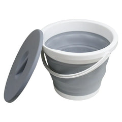5L Folding Portable Bucket with Cover Car Wash Fishing Bathroom Tool Silicone Plastic
