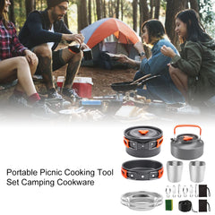 Camping Cookware Portable Pot Pan Cup Teaport Set Folding Outdoor Cooking Set Hiking