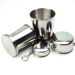 60ml/150ml/250ml Stainless Steel Camping Folding Cup Portable Outdoor Travel