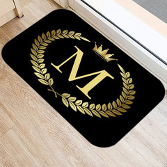Black Golden Crown Printed Letter 40*60 Kitchen Entrance Door Mat Coral Velvet Carpet