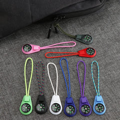 2 PCs Zipper Tail Rope Pocket Compasses EDC Mini Survival Compass for Paracord