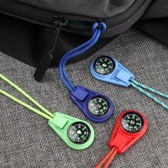 2 PCs Zipper Tail Rope Pocket Compasses EDC Mini Survival Compass for Paracord