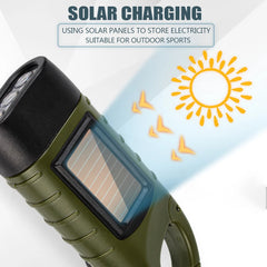 Portable LED Flashlight Hand Crank Dynamo Torch Lantern Professional Solar Power Tent
