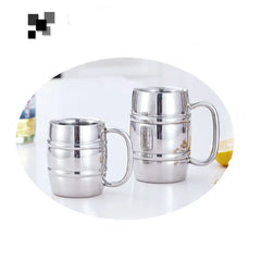 Barrel Shape Stainless Steel Beer Mug Double Walled Camping Drinkware Vodka Mug Tea