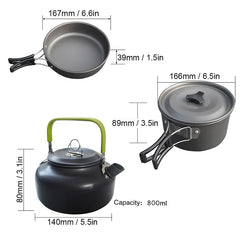 1 Set Outdoor Pots Pans Camping Cookware Picnic Cooking Set Non-stick Tableware