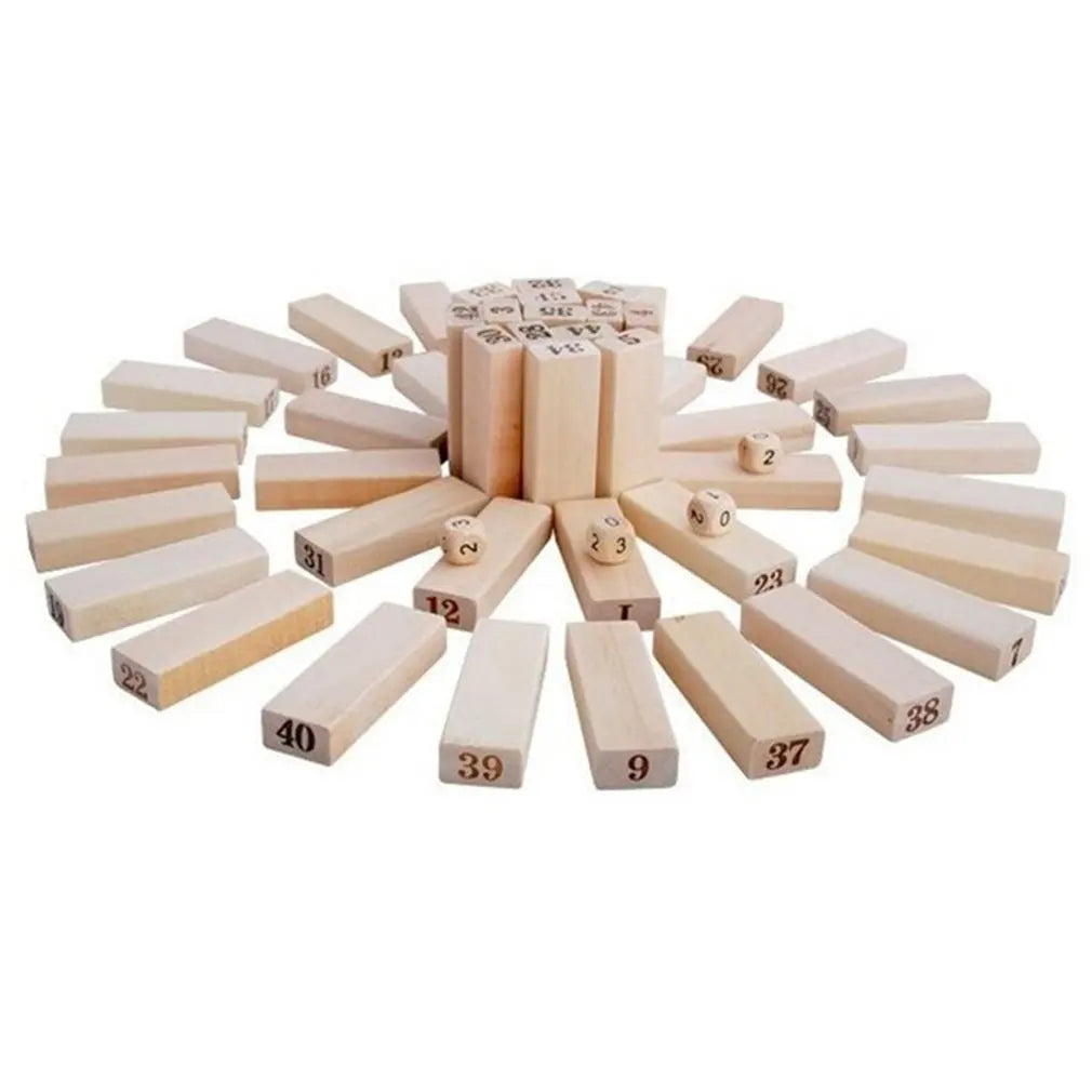 54 Pieces Number Toppling Timbers Wooden Blocks Game Stacking Blocks Stacking Tower