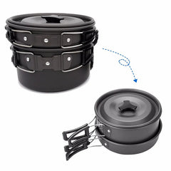 1 Set Outdoor Pots Pans Camping Cookware Picnic Cooking Set Non-stick Tableware