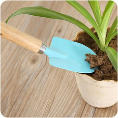 3Pcs Kids Candy Color Garden Tools Mini Metal Trowel with Wooden Handle Gardening