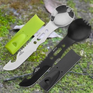Multifunctional Camping Cookware Spoon Fork Bottle Opener Portable Tool Safety