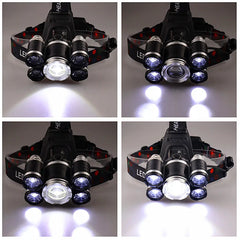 Drop Shipping  Powerful Headlight 5 LED T6 headlamp ZOOM Flashlight Torch Hunting