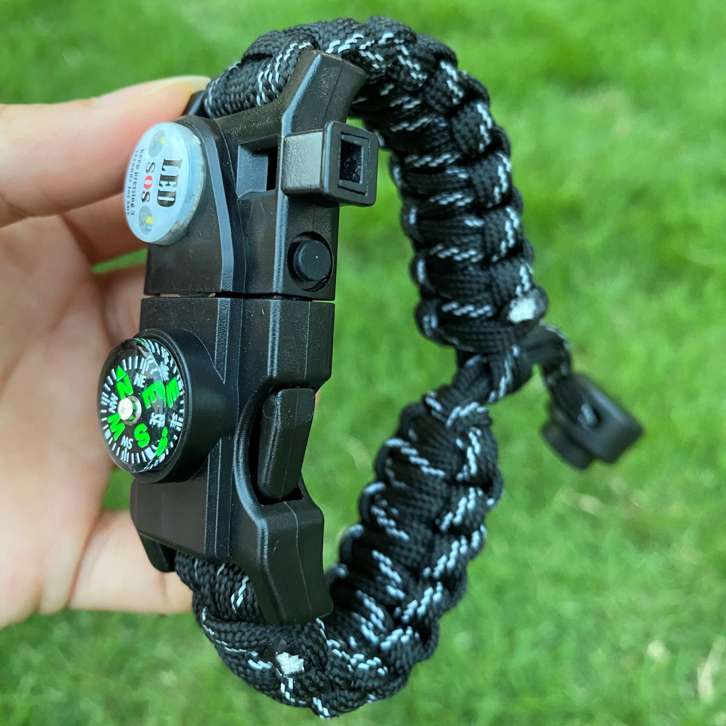 Military Emergency Braided Survival Bracelet With SOS LED Paracord Outdoor Camping