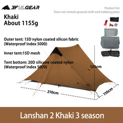 LanShan 2 3F UL GEAR 2 Person 1 Person Outdoor Ultralight Camping Tent 3 Season