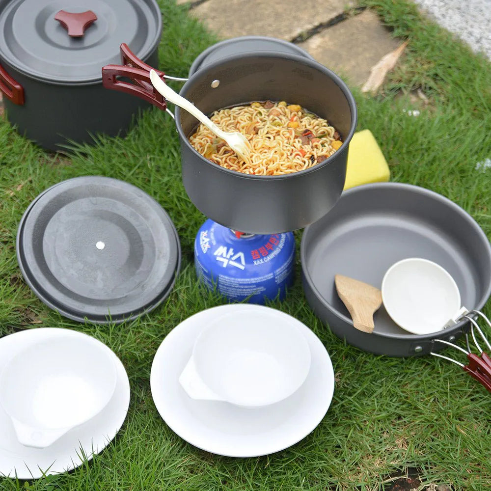 Outdoor Camping Cookware Kit Non Stick Camping Pans Lightweight Cooking Set Pans