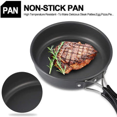 Camping Cookware Set Aluminum Nonstick Portable Outdoor Tableware  Kettle Pot