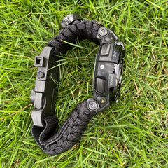 Outdoor Survival watch Night Vision Tactical Survive paracord Alarm Compass Whistle