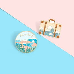 Outdoors Mountain Starry Night Enamel Pin Custom Wild Camping Hiking Brooches Bag
