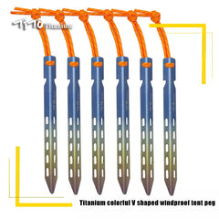 TiTo Titanium Tent Stake 6pcs/lots Colorful  V Shaped Windproof Outdoor Camping Tent
