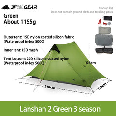 LanShan 2 3F UL GEAR 2 Person 1 Person Outdoor Ultralight Camping Tent 3 Season